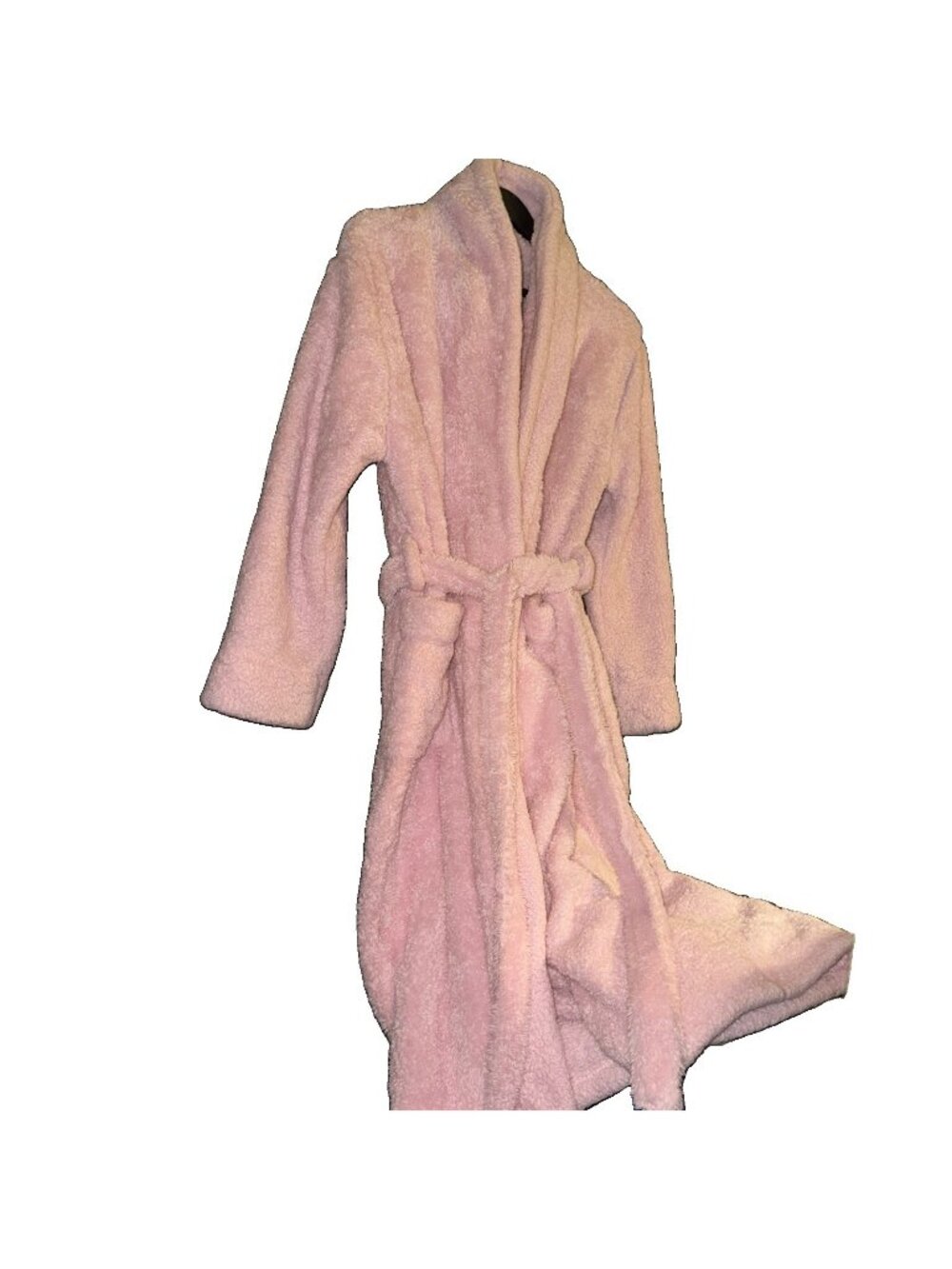 PAVILIA SZ S/M Pink Bathrobe 100% Polyester Fluffy Fleece House Gown